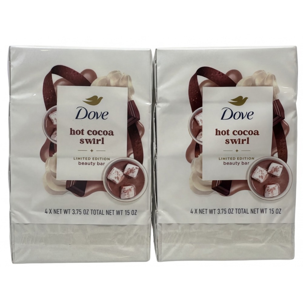 2X, 4 Packs Dove Hot Cocoa Swirl Limited Holiday Edition Beauty Bar Soap 3.75 Oz